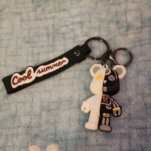 Teddy Bear Black and White Keychain c be used as a bag charm and on book bags